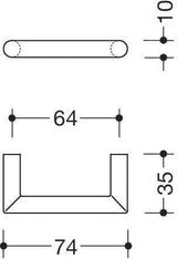 HEWI Möbelgriff 562.10B64 PA 90 tiefschwarz matt, 64 mm Befestigungsabstand, Ø 10 mm