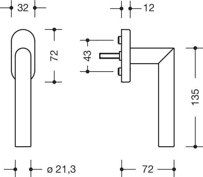 HEWI Fenstergriff abschließbar 162PCFGA.2 – reinweiß, 30 mm, mit 90°-Rastung