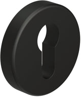 HEWI Schlüsselrosetten-Paar 306.23PB 90 – Rund, PZ, 55 mm, tiefschwarz matt, für Türstärke 38,1–48 mm