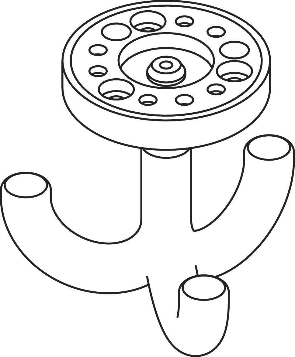 HEWI Dreifachhaken 477.90.050 – Drehbarer Mantelhaken, Polyamid, Stahlblau, Ø 50 mm