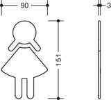 HEWI Symbol Frau 801.91.020 – Selbstklebendes Polyamid-Symbol in Rubinrot, 150 x 87 x 3 mm