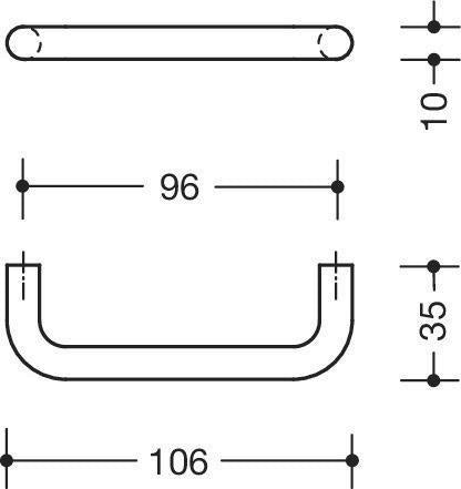 HEWI Möbelgriff 548.106B PA 90 tiefschwarz matt, Ø 10 mm, Bügelgriff, 106 mm