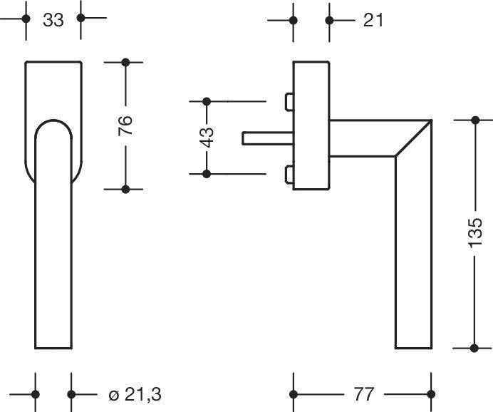 HEWI Fenstergriff 162XAFG.2 30mm – Edelstahl matt, abschließbar, für Kippen vor Drehen