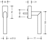 HEWI Fenstergriff 162XAFG.2 30mm – Edelstahl matt, abschließbar, für Kippen vor Drehen