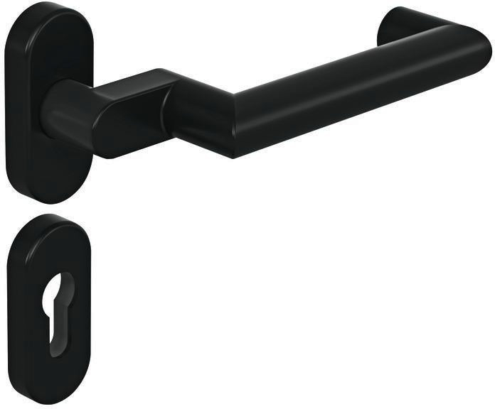 HEWI Rosettengarnitur 162PBR01.640 – Profiltürgarnitur PZ tiefschwarz matt für Türstärke 38,1–48,0 mm