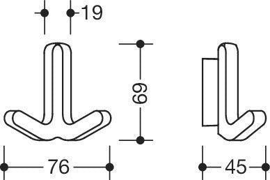 HEWI Doppelhaken Serie 477 – Elastischer Mantelhaken in Senfgelb, H 69 mm