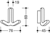 HEWI Doppelhaken Serie 477 – Elastischer Mantelhaken in Senfgelb, H 69 mm