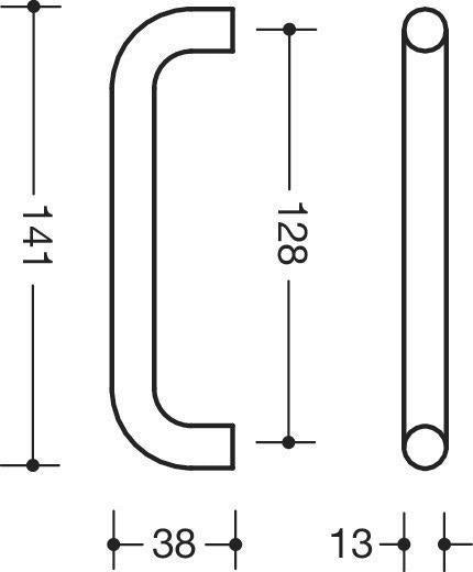 HEWI Möbelgriff PA 90 tiefschwarz matt, Ø13 mm, Befestigungsabstand 128 mm