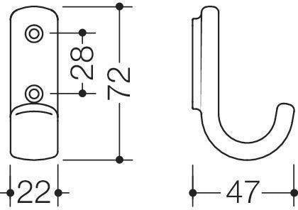 HEWI Garderobenhaken 477.90.060 einfach 48 mm Polyamid rubinrot 33 – Wandhaken für Kleidung