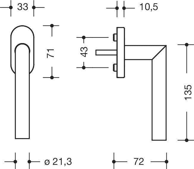 HEWI Fenstergriff 162XAFG.2 30mm – Edelstahl matt, abschließbar, für Kippen vor Drehen