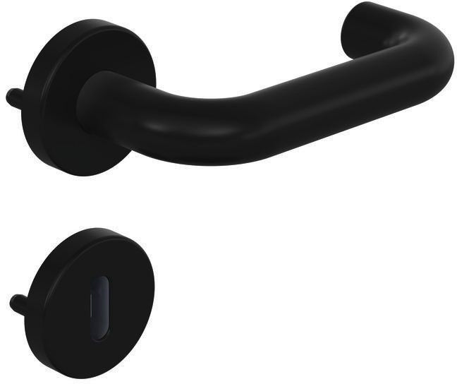 HEWI Zimmergarnitur 111PBR01.230 – U-Form Drückergarnitur, PZ, DIN L/R, tiefschwarz matt