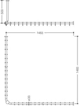HEWI Vorhangstange Serie 801, 90° Ecke, 20 Ringe, Deckenabhängung, koralle, kürzbar