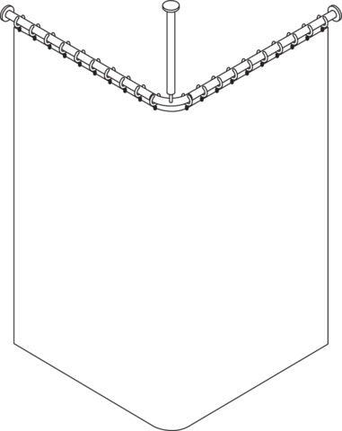 HEWI Vorhangstange Serie 801 mit Duschvorhang, Deckenabhängung 500 mm, senfgelb, kürzbar