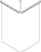 HEWI Vorhangstange Serie 801 mit Duschvorhang, Deckenabhängung 500 mm, senfgelb, kürzbar