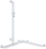HEWI Dusch- und Wannenhandlauf Serie 801, senfgelb, 1250 mm senkrecht, 762 mm waagerecht, mit Brausehalterstange