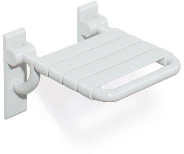 HEWI Klappsitz Serie 801 mit Gabelgelenk – Wandmontage, koralle, 150 kg belastbar