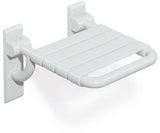 HEWI Klappsitz Serie 801 mit Gabelgelenk – Wandmontage, koralle, 150 kg belastbar