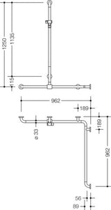 HEWI Dusch-Wannenhaltegriff Serie 801 koralle, 1250 mm, mit Brausehalterstange, barrierefrei