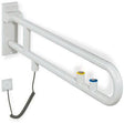 HEWI Stützklappgriff Serie 801 E-Ausführung mit Spül- und Funktionstaste in Senfgelb, 850 mm