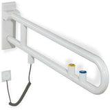 HEWI Stützklappgriff Serie 801 E-Ausführung mit Spül- und Funktionstaste in Senfgelb, 850 mm