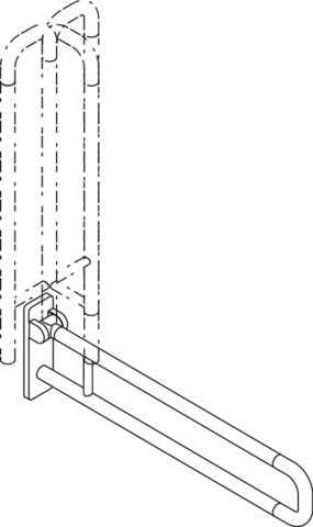 HEWI Stützklappgriff Serie 801 drehbar 900 mm senfgelb – Wandmontage, bis 100 kg