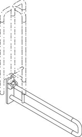 HEWI Stützklappgriff Serie 801 drehbar 900 mm senfgelb – Wandmontage, bis 100 kg