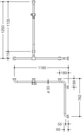 HEWI Dusch-Wannenhaltegriff Serie 801 koralle, 1250 mm, mit Brausehalterstange, barrierefrei