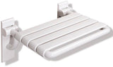 HEWI Klappsitz Serie 801 mit Gabelgelenk – Wandmontage, koralle, 150 kg belastbar