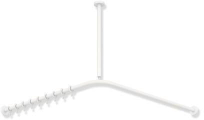 HEWI Vorhangstange System 900 1187 x 1187 mm, 24 Ringe, schwarz tiefmatt – Eckform, Edelstahl