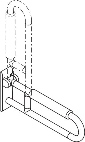 HEWI Stützklappgriff Serie 801, 600 mm, mit Armpolster senfgelb – Wandmontage, klappbar