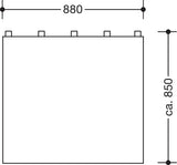 HEWI Duschspritzschutzvorhang Serie 801, Dekor weiß/silber, 850 x 880 mm, schwer entflammbar