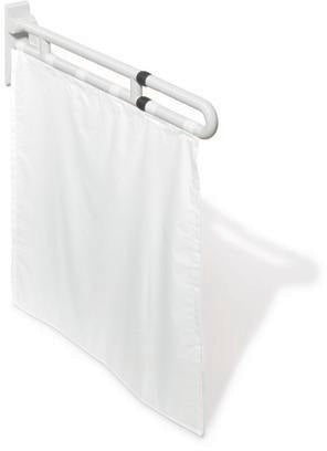 HEWI Duschspritzschutz Serie 801 weiß/silber senfgelb – Spritz- und Sichtschutz mit Duschvorhang