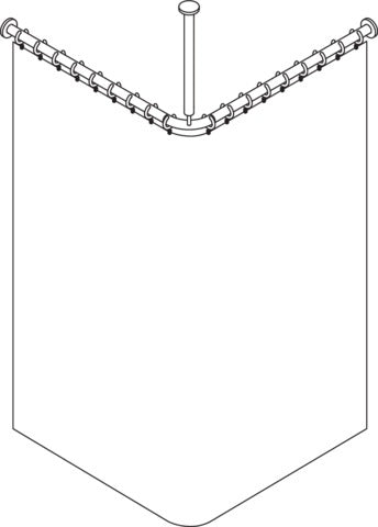 HEWI Vorhangstange Serie 801 mit Duschvorhang 900 x 900 mm, senfgelb, kürzbar
