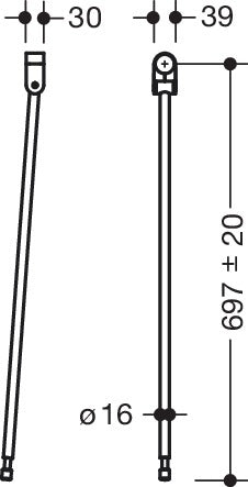 HEWI Bodenstütze Serie 801 für Stützklapp- und Wandstützgriffe, Edelstahl, Senfgelb, 697 mm