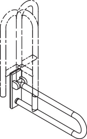 HEWI Mobiler Stützklappgriff Serie 801, drehbar, 600 mm, Senfgelb – Wandmontage