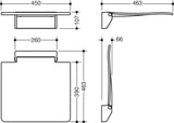 HEWI Klappsitz 450 mit Wandkonsole – Signalweiß, 450 mm, hochklappbar, bis 150 kg