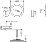 HEWI Kosmetikspiegel LED matt schwarz rund 5-fach Vergrößerung Dual Light