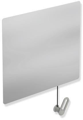 HEWI Kippspiegel Serie 801 mit Seilumlenkung, 600 mm breit, senfgelb – Neigung bis 28°