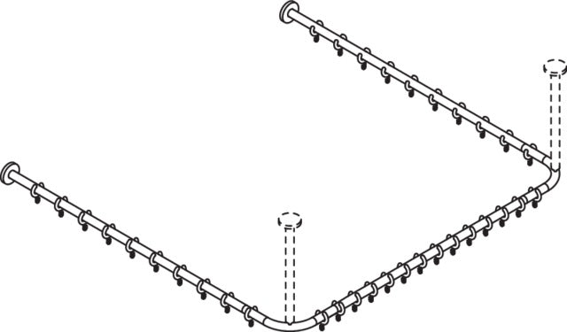 HEWI Vorhangstange System 900 U-förmig 1187 mm Schwarz tiefmatt mit 34 Ringen
