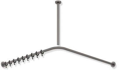 HEWI Vorhangstange System 900 Eckform 987 x 987 mm mit 20 Ringen, schwarz tiefmatt