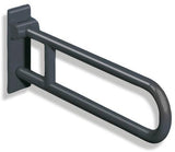 HEWI Stützklappgriff Serie 801 drehbar 750 mm senfgelb – Wandmontage, 150 kg belastbar