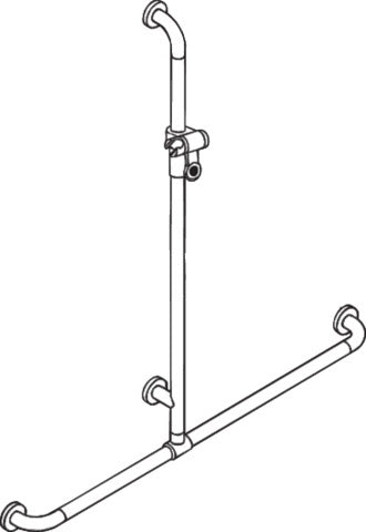 HEWI Dusch-Wannenhaltegriff Serie 801 mit Brausehalterstange, koralle, 1100 x 962 mm, barrierefrei