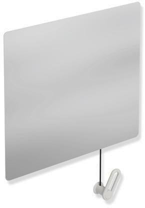 HEWI Kippspiegel Serie 801 mit Seilumlenkung, 600 mm breit, senfgelb – Neigung bis 28°