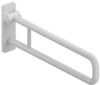 HEWI Stützklappgriff Serie 801 drehbar 700 mm senfgelb – Wandmontage, 100 kg belastbar