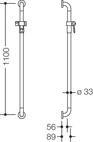 HEWI Brausehalterstange Serie 801, 1100 mm, senfgelb, mit Brausehalter
