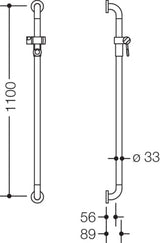 HEWI Brausehalterstange Serie 801, 1100 mm, senfgelb, mit Brausehalter