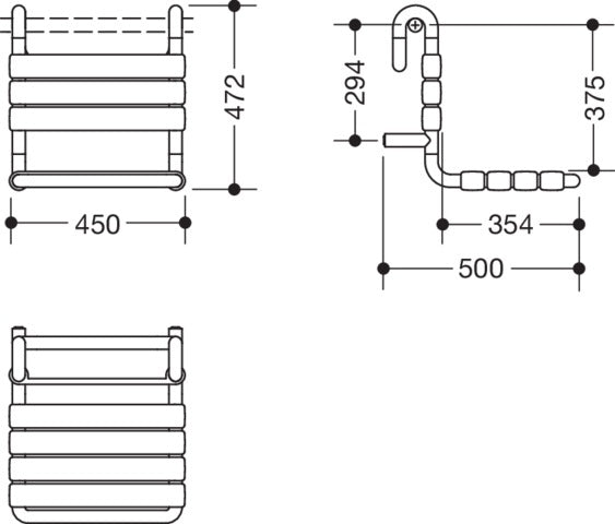 HEWI Einhängesitz Serie 801 senfgelb – 450 mm breit, mit Rückenlehne, bis 150 kg, für Duschhandläufe