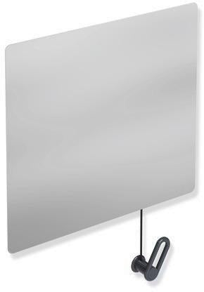 HEWI Kippspiegel Serie 801 mit Seilumlenkung, 600 mm breit, senfgelb – Neigung bis 28°