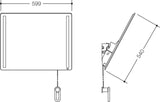 HEWI Kippspiegel LED plus Serie 801, 600 x 540 mm, senfgelb, mit Beleuchtung und Kurbel