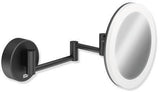 HEWI Kosmetikspiegel LED matt schwarz rund 5-fach Vergrößerung Dual Light